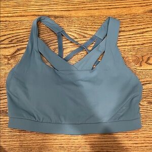 Strappy Cutout Gym Shark Blue Sports Bra
